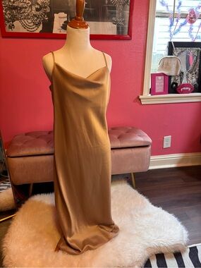 J. Crew Factory Satin Slip Dress in Gold Small